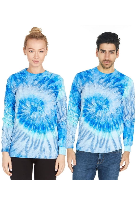 Tie Dye Style Long Sleeve T-Shirt Men Women - Fun, Multi Color Tops