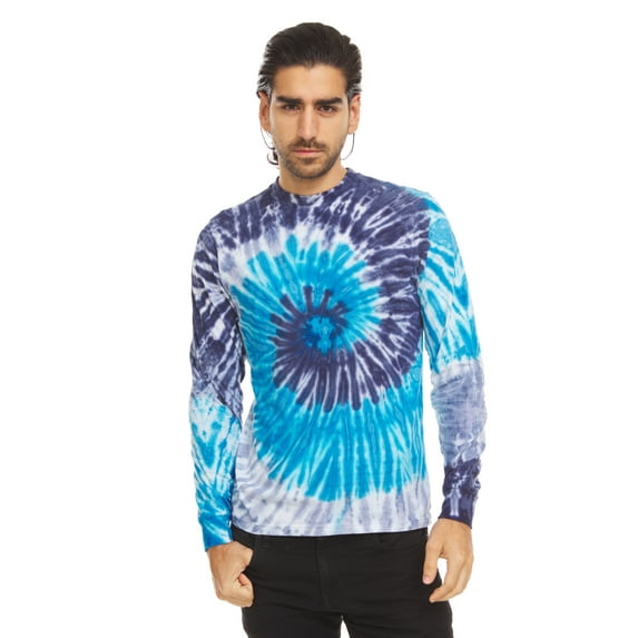 DARESAY Tie Dye Style Long Sleeve T-Shirt Men Women - Fun, Multi Color Tops