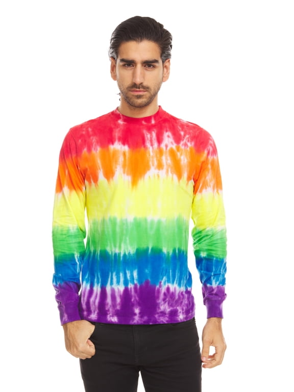 Tie Dye Style Long Sleeve T-Shirt Men Women - Fun, Multi Color Tops