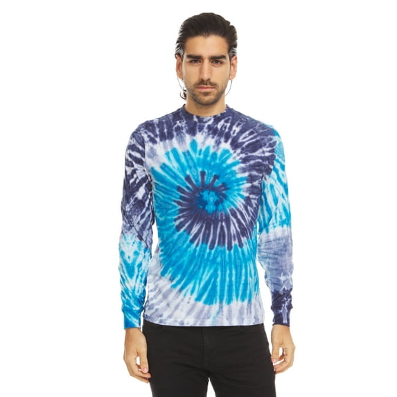 DARESAY Tie Dye Style Long Sleeve T-Shirt Men Women - Fun, Multi Color Tops
