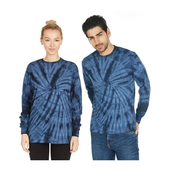 DARESAY Tie Dye Style Long Sleeve T-Shirt Men Women - Fun, Multi Color Tops