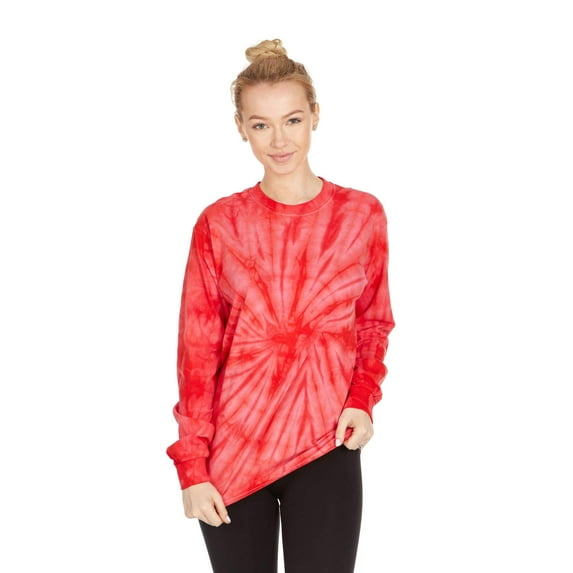 DARESAY Tie Dye Style Long Sleeve T-Shirt Men Women - Fun, Multi Color Tops
