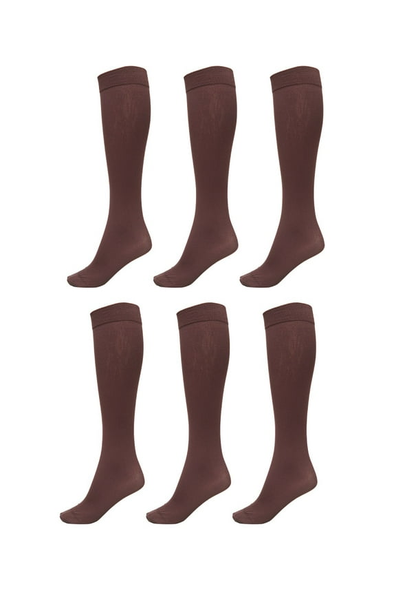Women Trouser Socks with Comfort Band Spandex Opaque Knee High - 6-Pack