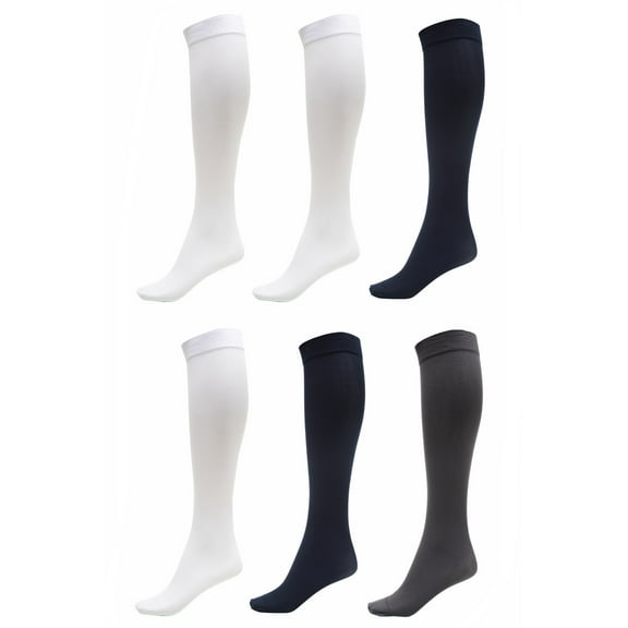 DARESAY Women Trouser Socks with Comfort Band Spandex Opaque Knee High - 6-Pack