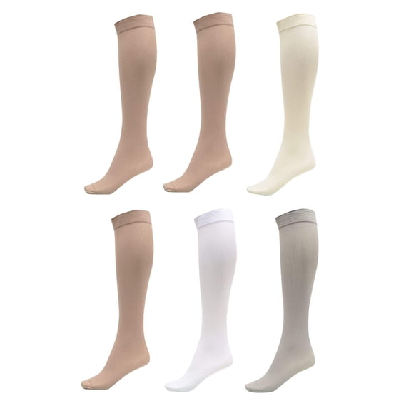DARESAY Women Trouser Socks with Comfort Band Spandex Opaque Knee High - 6-Pack