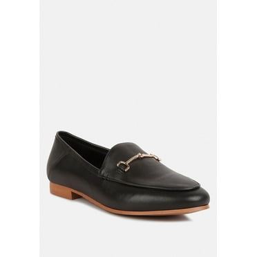 DARETH Horsebit Flat Heel Loafers in Black