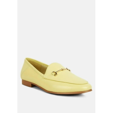 DARETH Horsebit Flat Heel Loafers in Yellow