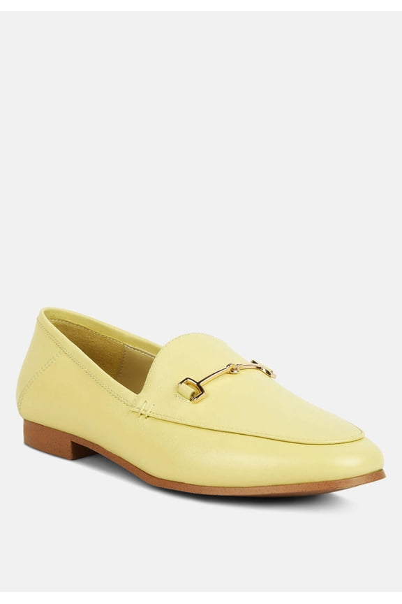 DARETH Horsebit Flat Heel Loafers in Yellow