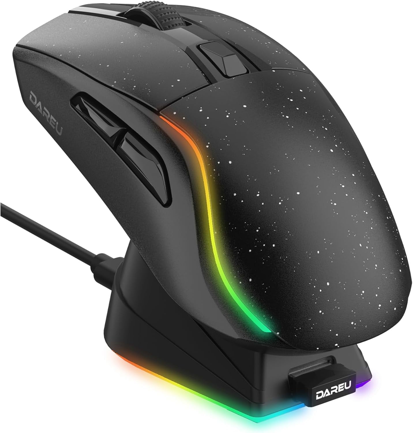 DAREU A950 Wireless Gaming Mouse with RGB Charging Dock,88g Lightweight Programmable Tri-Mode Wireless Mouse Gaming, Up to 12K DPI,1000Hz,120Hrs Playtime with RGB Backlit, Great for PC, Mac