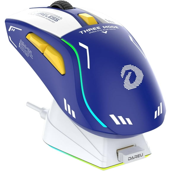DAREU A950 Wireless Gaming Mouse with RGB Charging Dock,88g Lightweight Programmable Tri-Mode Wireless Mouse Gaming, Up to 12K DPI,1000Hz,120Hrs Playtime with RGB Backlit, Great for PC, Mac