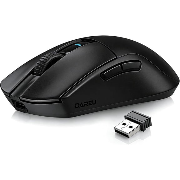 DAREU A950GM Wireless Gaming Mouse, 60g Lightweight, 26K DPI PAW3395 Optical Sensor, 2.4G/BT/Wired, Support 30-40min Fast Charge, 5 Programmable Buttons for PC/Laptop/Mac, BLK