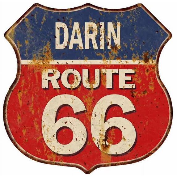 DARIN Route 66 Sign Shield Metal Gift Man Cave Red 211110005150