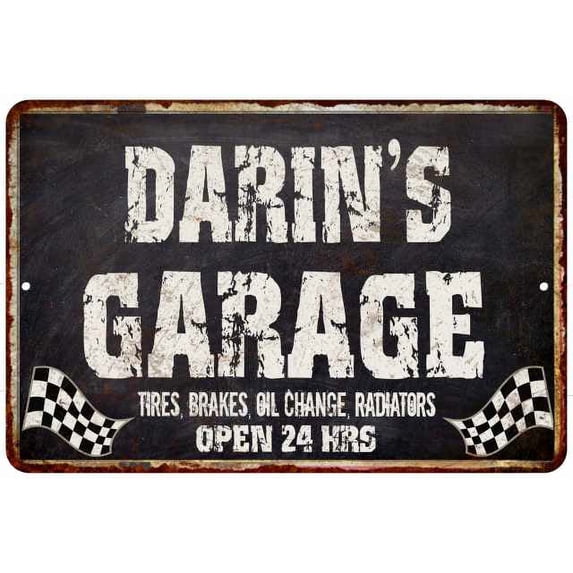 DARIN'S Garage Black Grunge Sign 8x12 Decor Gift 108120005148