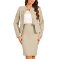 thumbnail image 1 of DARING DIVA 2 Pcs Women's Business Blazer and Pencil Skirt Set XS Dark Apricot, 1 of 6