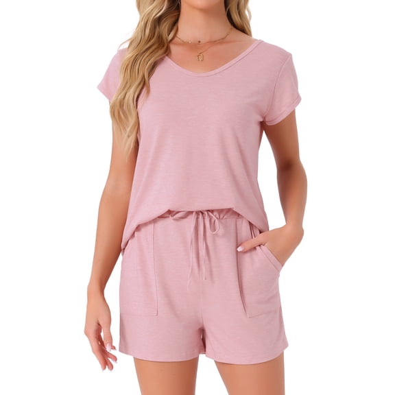 DARING DIVA 2 Pieces Lounge Knit Tee and Shorts Pajama Set XL Pink