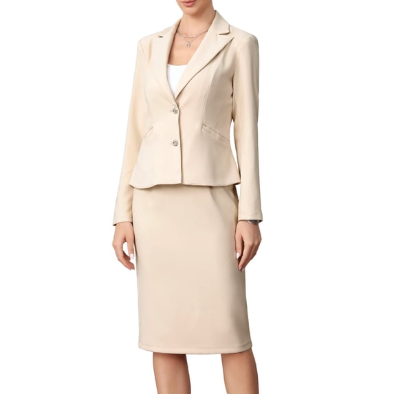 DARING DIVA 2Pcs Women's Long Sleeve Blazer Pencil Skirt Set XL Khaki