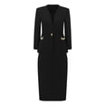thumbnail image 1 of DARING DIVA 2Pcs Women's Outfit Work Office Blazer Pencil Skirt Suit Set M Black, 1 of 7