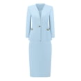 thumbnail image 1 of DARING DIVA 2Pcs Women's Outfit Work Office Blazer Pencil Skirt Suit Set S Light Blue, 1 of 7