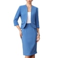 thumbnail image 1 of DARING DIVA 2Pcs Women's Spring Skirt Collarless Blazer Set XS Blue, 1 of 6
