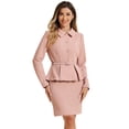 thumbnail image 1 of DARING DIVA 2Pcs Women's Business Peplum Blazer Jacket Mini Pencil Skirt Set M Pink, 1 of 6
