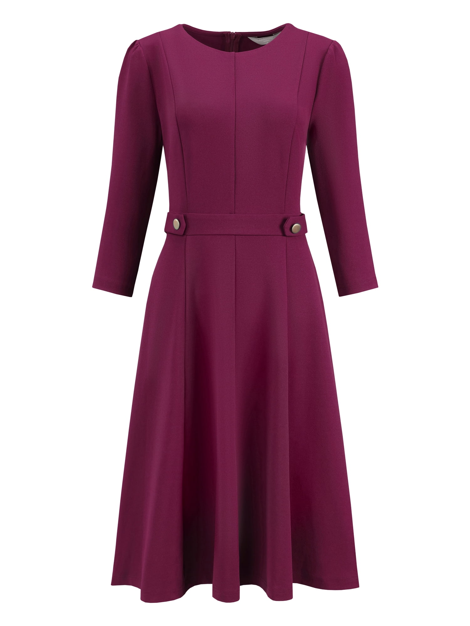 DARING DIVA 3/4 Sleeve A-Line Crew Neck Flare Midi Dress 2XL Purple
