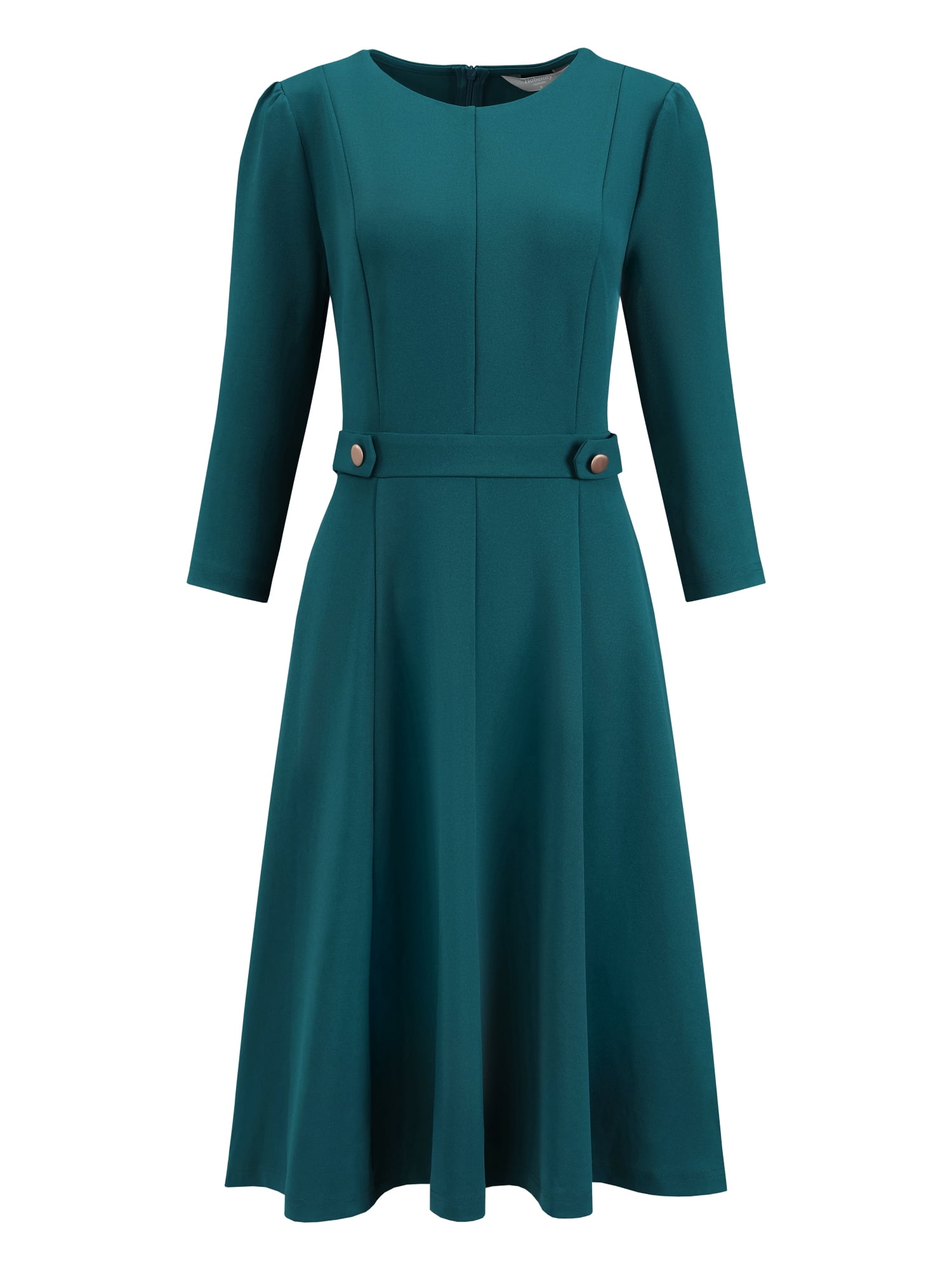DARING DIVA 3/4 Sleeve A-Line Crew Neck Flare Midi Dress XL Peacock Blue