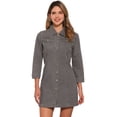 thumbnail image 1 of DARING DIVA 3/4 Sleeve Button Down Denim Shirt Dress L Gray, 1 of 6