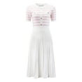 thumbnail image 1 of DARING DIVA A-Line Knit Striped Pleated Ribbed Sweater Dress 2XL Light Pink, 1 of 6