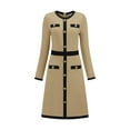 thumbnail image 1 of DARING DIVA A-Line Long Sleeve Color Block Dress L Khaki, 1 of 7