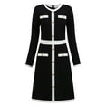 thumbnail image 1 of DARING DIVA A-Line Long Sleeve Color Block Dress S Black, 1 of 7