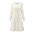 thumbnail image 1 of DARING DIVA A-Line Tweed Vintage Work Flare Dress XL Beige, 1 of 6