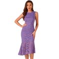 thumbnail image 1 of DARING DIVA Asymmetric Hem Fishtail Ruffles Lace Dress S Light Purple, 1 of 6