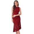 thumbnail image 1 of DARING DIVA Asymmetric Hem Fishtail Ruffles Lace Dress XL Red, 1 of 6