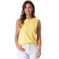 thumbnail image 1 of DARING DIVA Blouse Sleeveless Jacquard Floral Tank Top S Yellow, 1 of 6