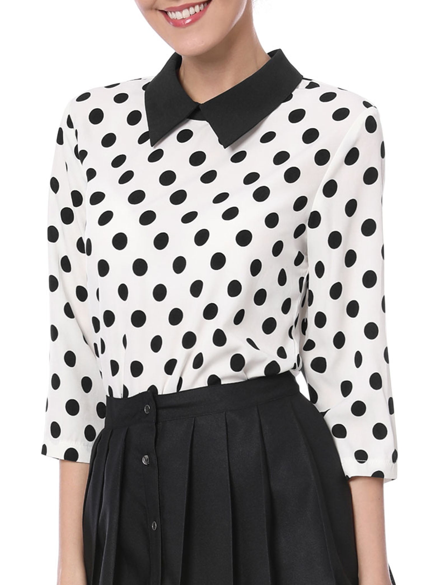 DARING DIVA Blouses 3/4 Sleeves Solid Office Work Tops S White