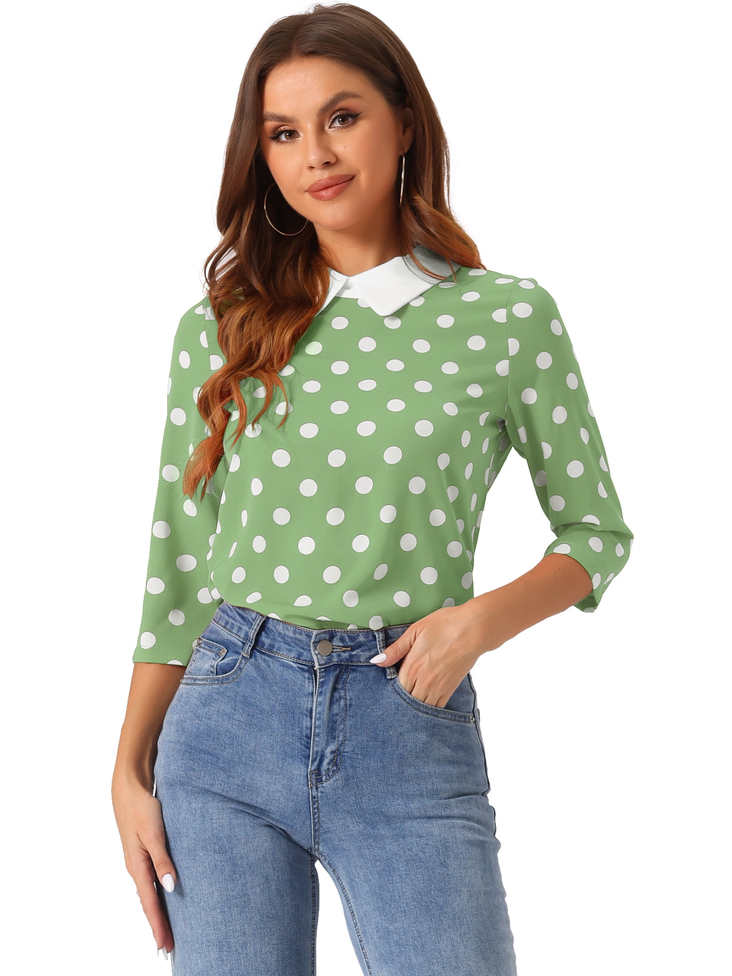 DARING DIVA Blouses 3/4 Sleeves Solid Tops XS Greens