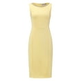 thumbnail image 1 of DARING DIVA Boat Neck Sheath Sleeveless Rhinestone Dress S Light Yellow, 1 of 6