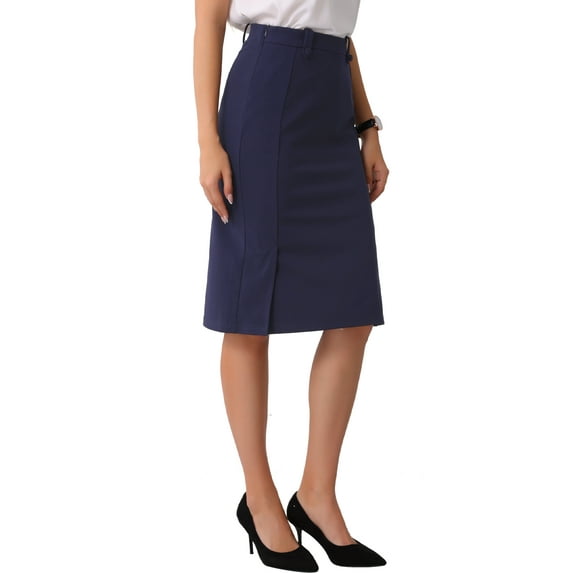 DARING DIVA Bodycon Midi Pencil Skirt for Women's High Waist Work Skirts XL Deep Blue