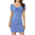 thumbnail image 1 of DARING DIVA Bodycon Slim Fit Casual Knitted Mini Dress S Light Blue, 1 of 6