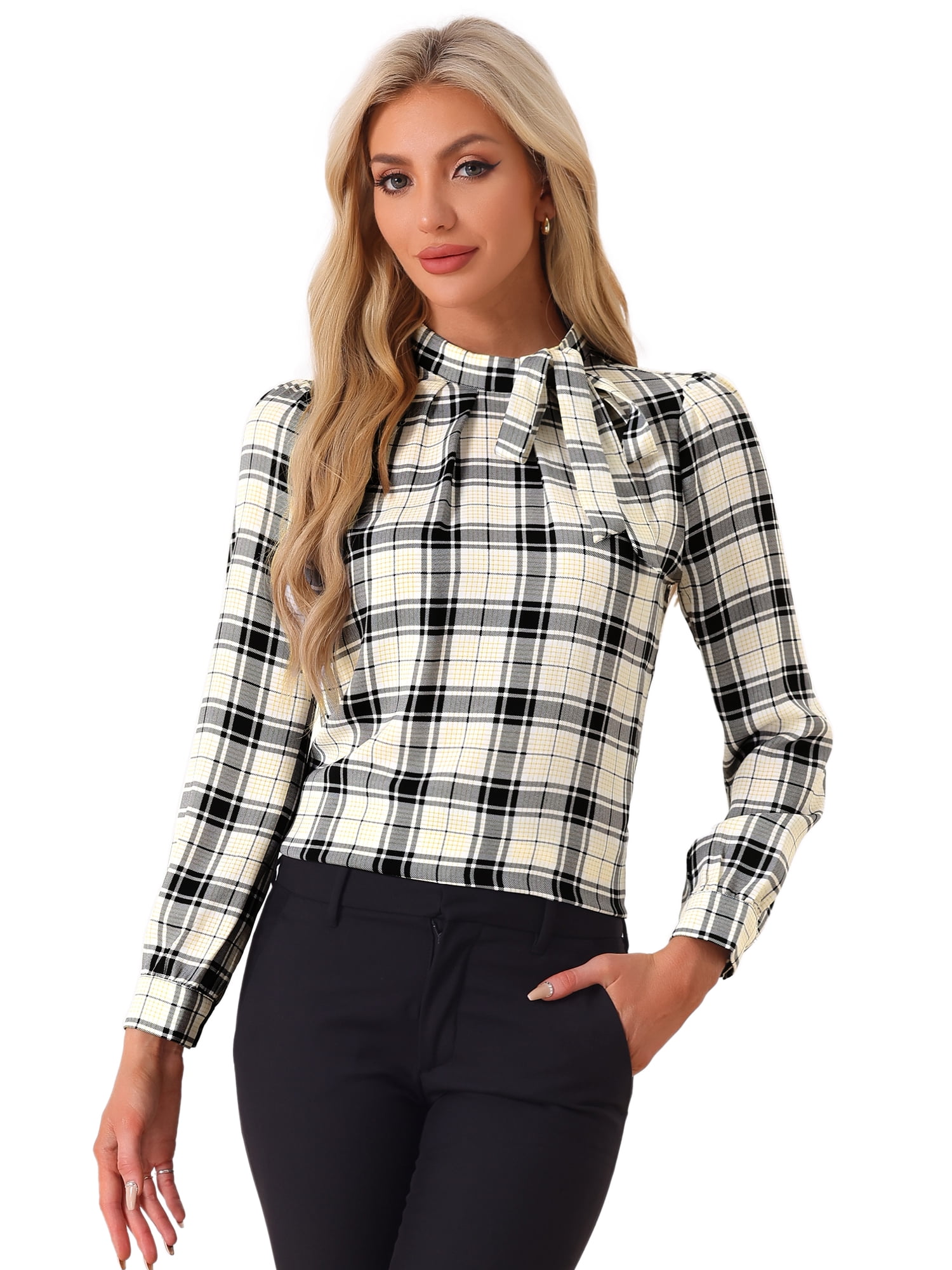 DARING DIVA Bow-Tie Neck Shirt Tops XL Beige Black