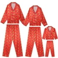 thumbnail image 1 of DARING DIVA Boys' & Girls' Christmas Family Satin Tree Print Pajamas Sets L Red, 1 of 5