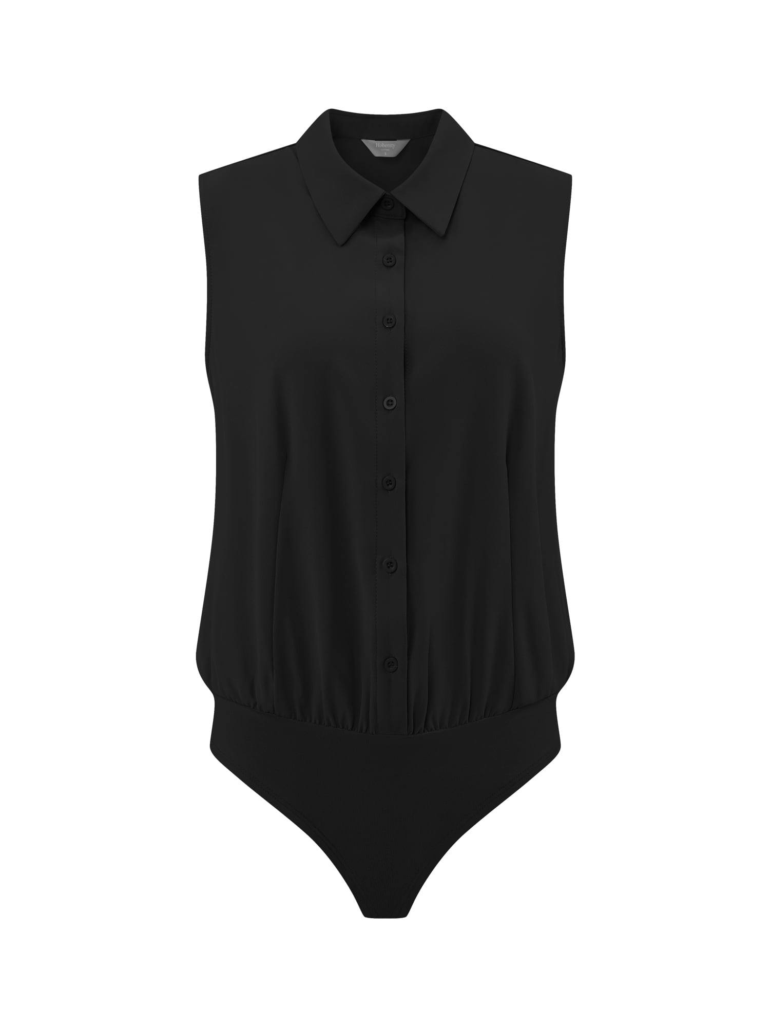 DARING DIVA Button Up Body Suit Work Collared Bodysuit 2XL Black