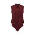 thumbnail image 1 of DARING DIVA Button Up Body Suit Work Collared Bodysuit 2XL Wine Red, 1 of 6