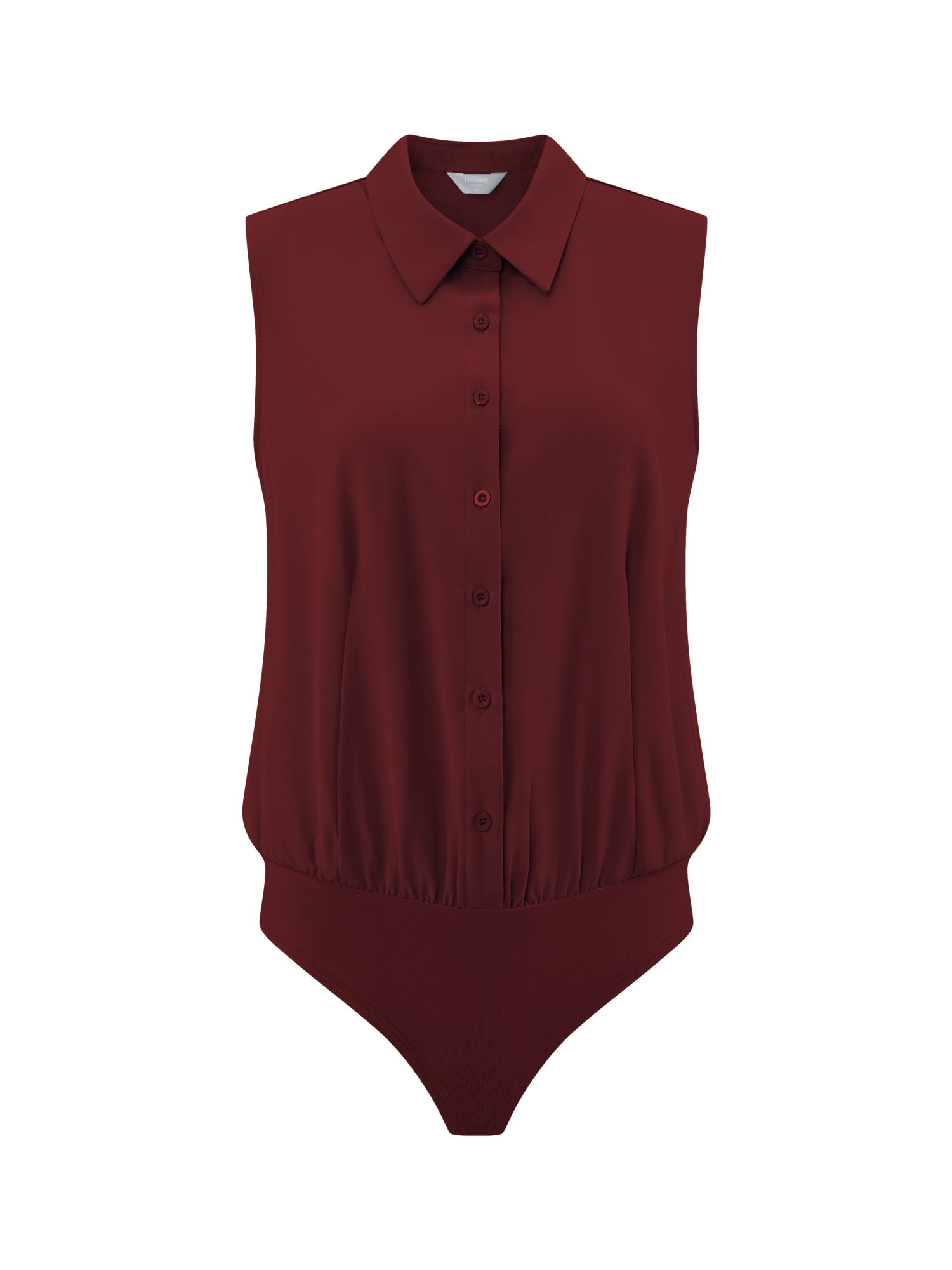 DARING DIVA Button Up Body Suit Work Collared Bodysuit M Wine Red