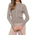 thumbnail image 1 of DARING DIVA Cable Knit Long Sleeve Crew Neck Pullover Outfits XL Beige, 1 of 6