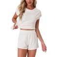 thumbnail image 1 of DARING DIVA Cap Sleeve Pajamas Shorts 2 Pieces Soft Loungewear Sets S White, 1 of 6