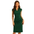 thumbnail image 1 of DARING DIVA Cap Sleeve Ruched Side Sheath Blouse L Green, 1 of 6