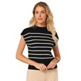 thumbnail image 1 of DARING DIVA Cap Sleeve Sweater Vest Mock Neck Ribbed Knit Pullover Top L Black, 1 of 7