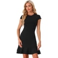 thumbnail image 1 of DARING DIVA Cap Sleeves Round Neck Tiered Ruffled Hem Dress M Black, 1 of 6