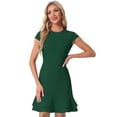 thumbnail image 1 of DARING DIVA Cap Sleeves Round Neck Tiered Ruffled Hem Dress XS Green, 1 of 6